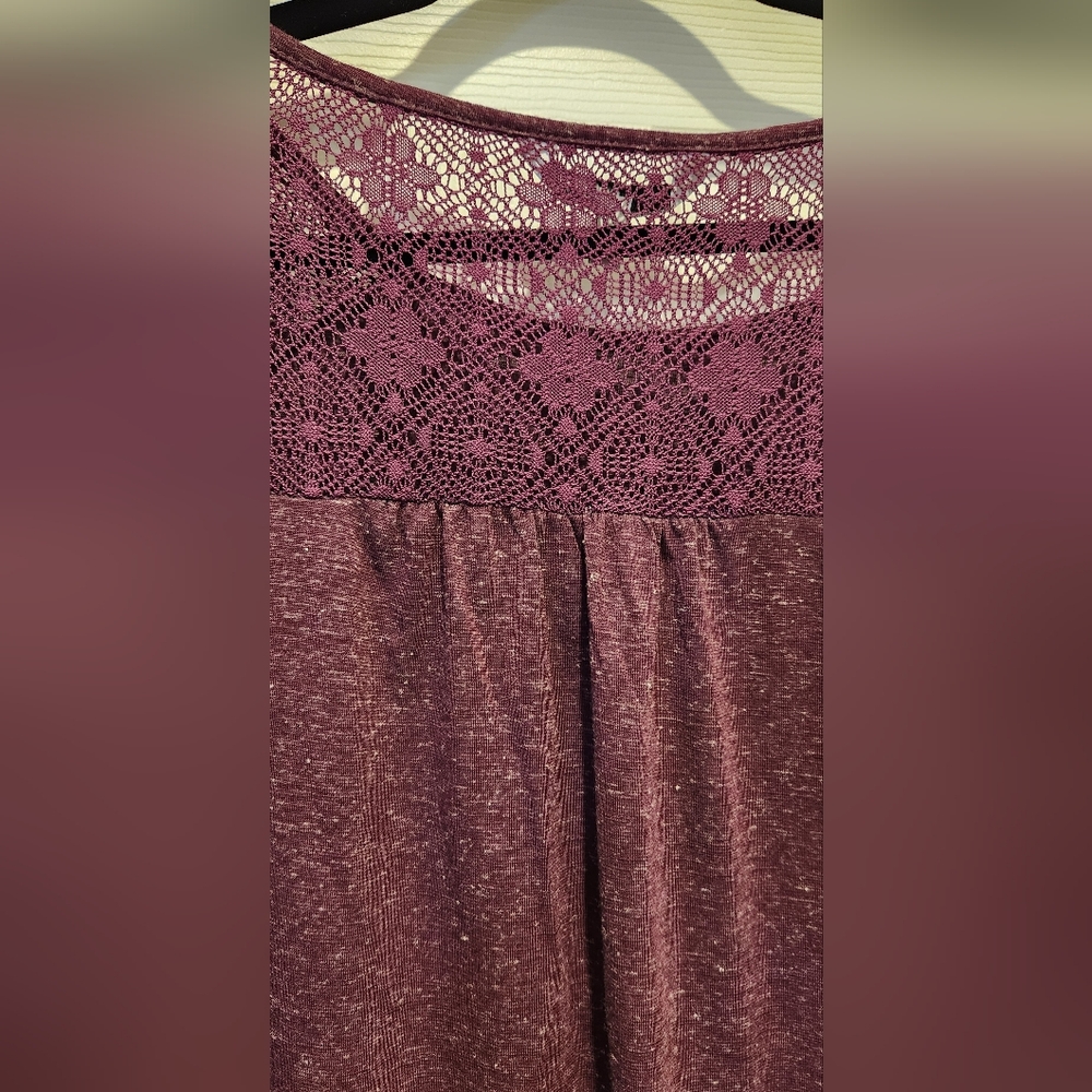 Sonoma Women's Burgundy Lace Sleeve Blouse - Picture 4 of 4